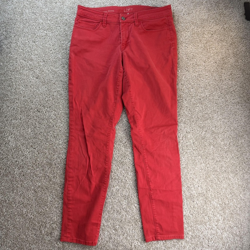 LOFT Curvy Skinny Jeans Womens 28 Red Stretch Denim Slim Fit 5 Pocket Pants